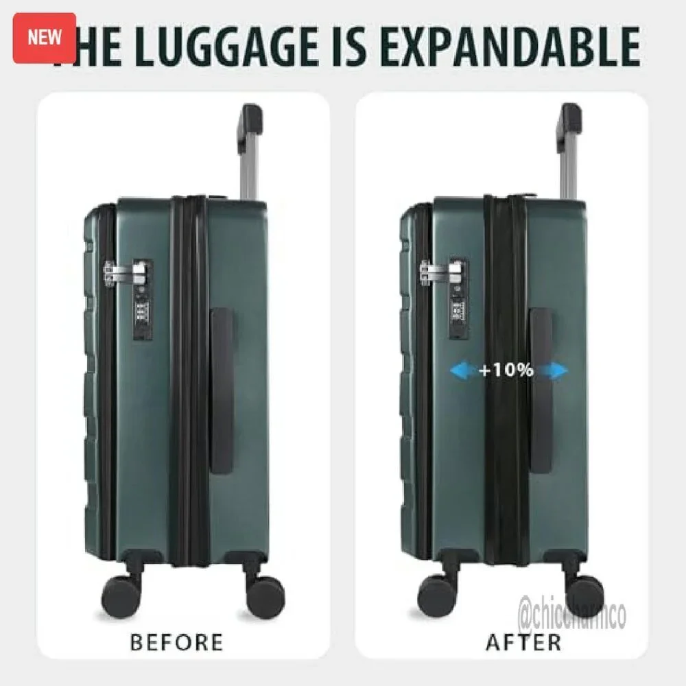 20-Inch Expandable Hard Shell Carry-On Luggage with USB Port & Spinner Wheels